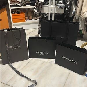 4 shipping bags, The Kooples Black Shopping Bag, Zimmerman and Messika